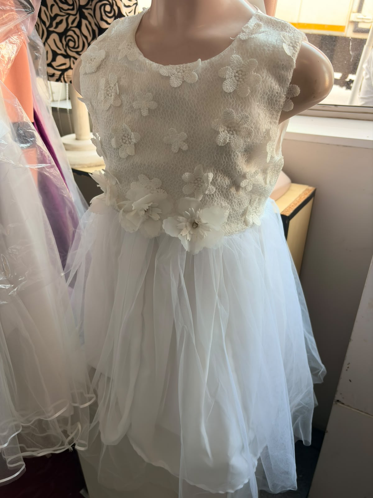 White floral flower-girl dress